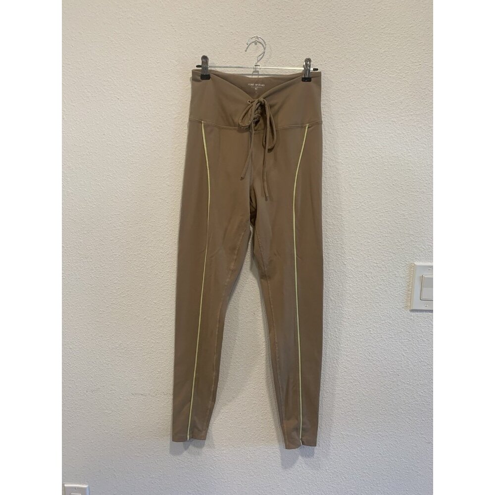 (A-36)Year Of Ours Leggings Womens Medium Brown Lace Up High Waist Yoga Athletic - Picture 2 of 7